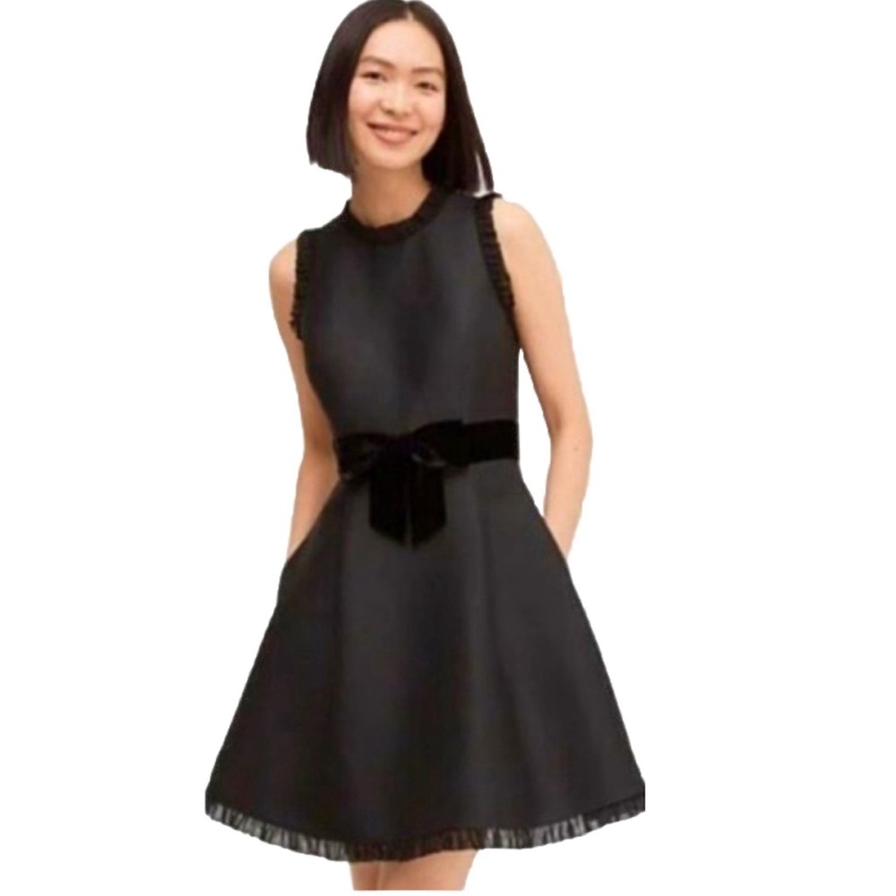 Kate Spade NY Sz. 2 Star Bright Bow And Flare Dress In Navy
